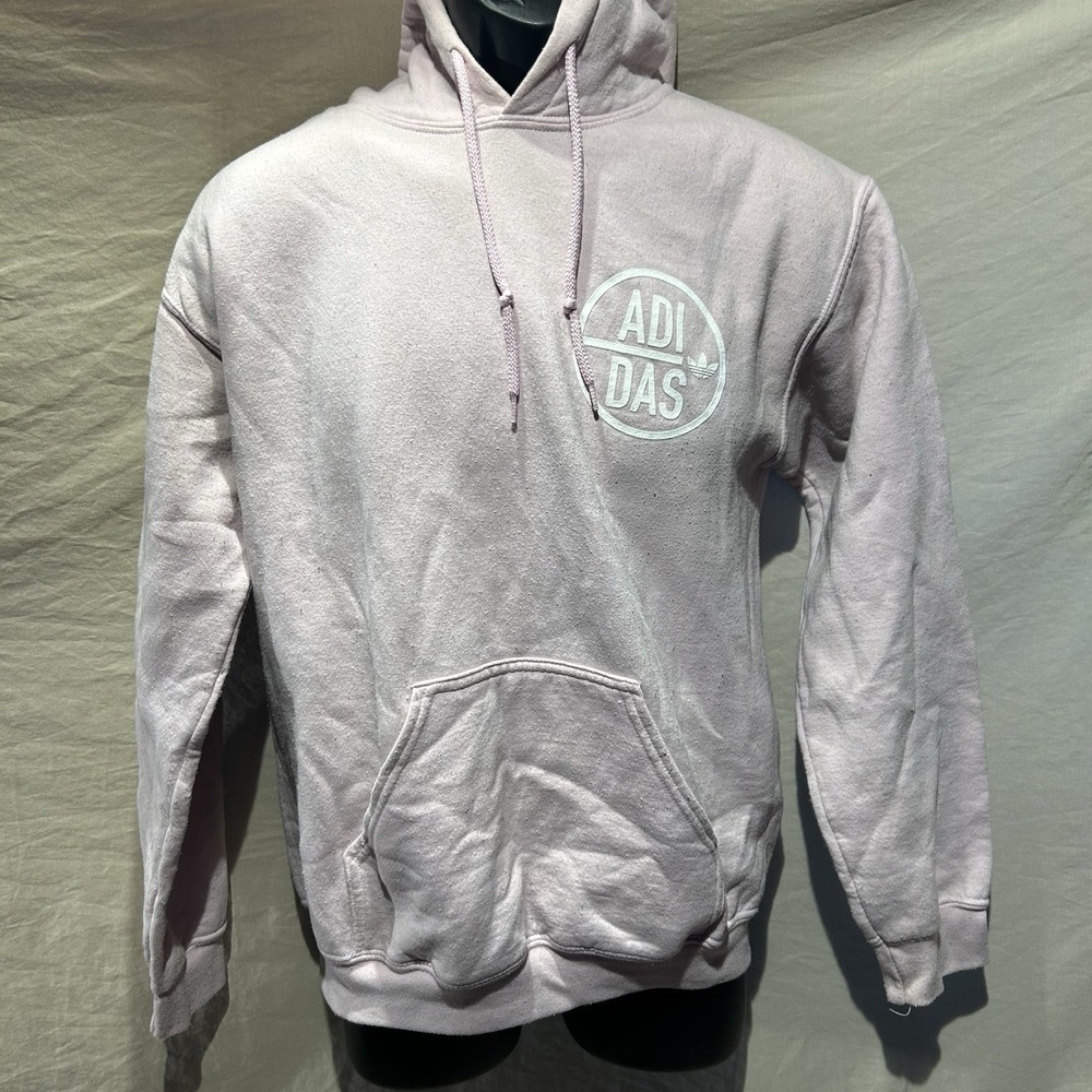 Adidas Originals Women's Trefoil Spellout Hoodie Pastel Pink Graphic Pullover